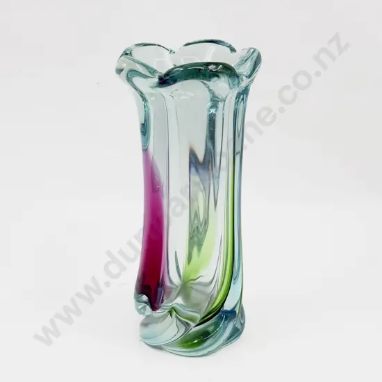 Mid C20th Murano Heavy Lobed Encased Vase