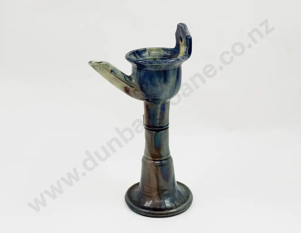 Early C20th English Studio Pottery Glazed Earthenware Oil Lamp Image 1++
