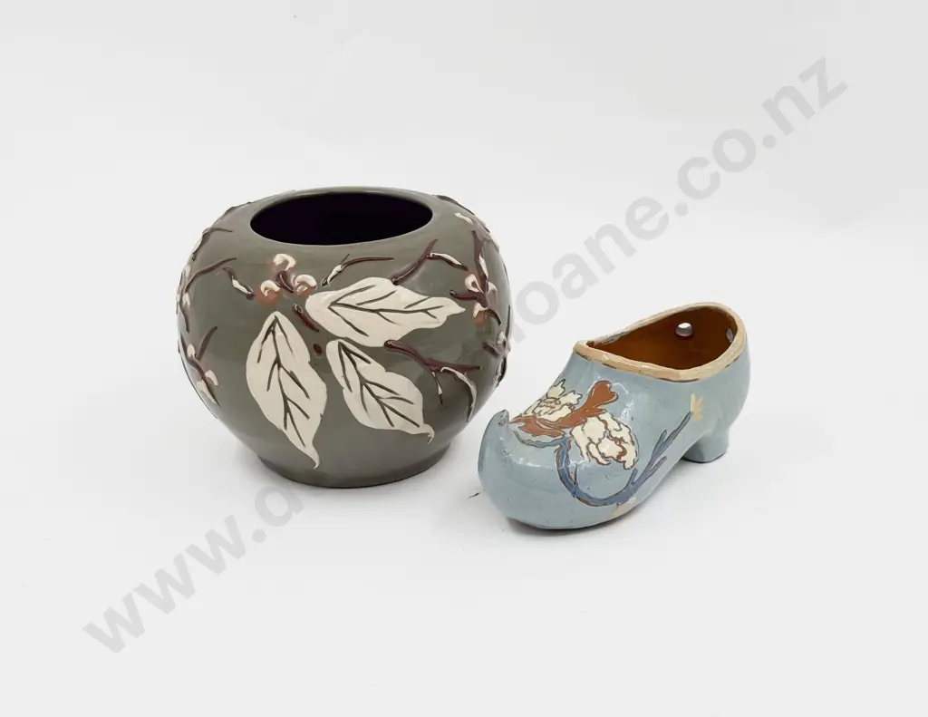 C H Brannam Shallow Relief Pottery Rose Vase Image 1++