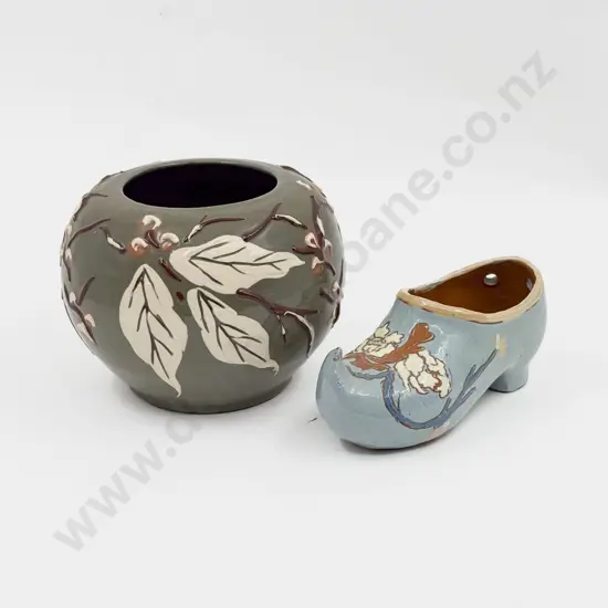 C H Brannam Shallow Relief Pottery Rose Vase