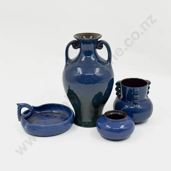 C H Brannam Four Glazed Pottery Pots