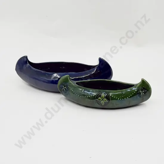 C H Brannam Barnstaple Glazed Canoe Planter and Barum #102 Planter