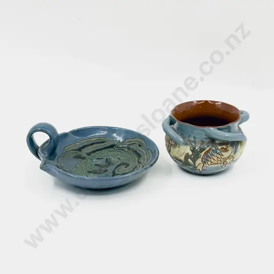 C H Brannam Barum dated 1895 Planter and 1901 Single Handled Dish