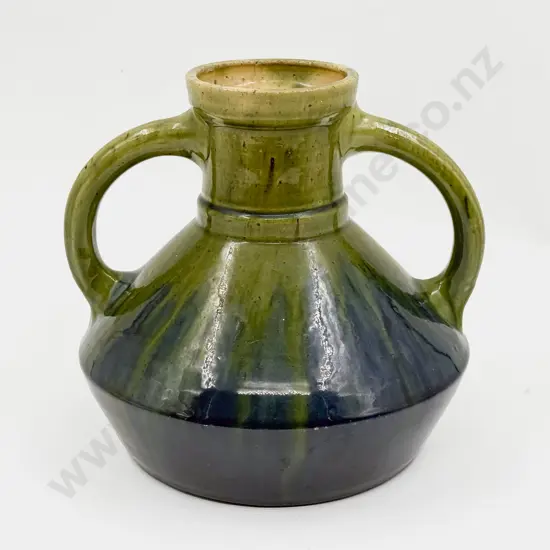 Early C20th Studio Pottery Heavy Handled Glazed Vase