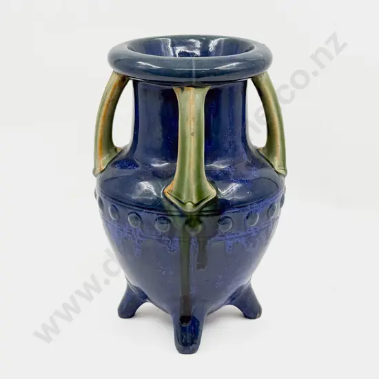 Early C20th Ruskin Pottery Four Neck Handled Souffle Glazed Urn