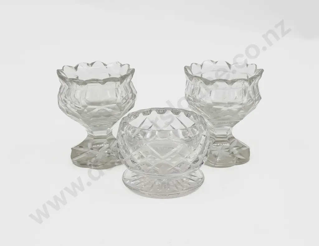 Pair Early C19th Cut Glass Urn Form Salts and Other Image 1++