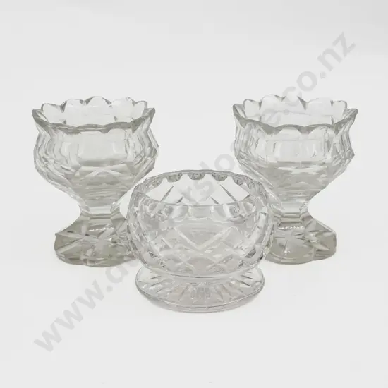 Pair Early C19th Cut Glass Urn Form Salts and Other