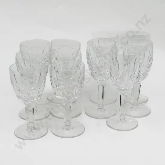 Six and Five Waterford Cut Crystal Sherry and Port Goblets