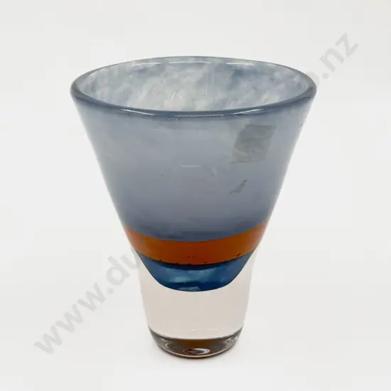 A W K Tony Kuepfer Dated 81 Encased Glass Vase