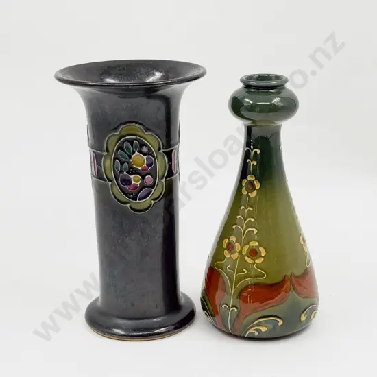 Art Nouveau Wardle #2342 Specimen Vase with Unmarked Art Deco Vase