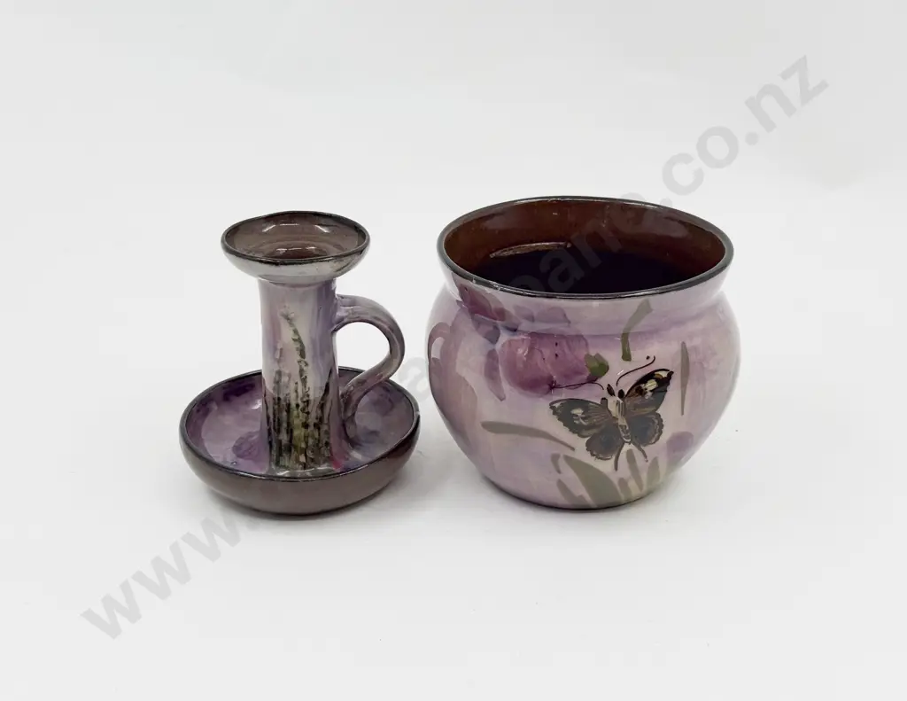 Unmarked Watcombe Pottery Planter and Candlestick Image 1++