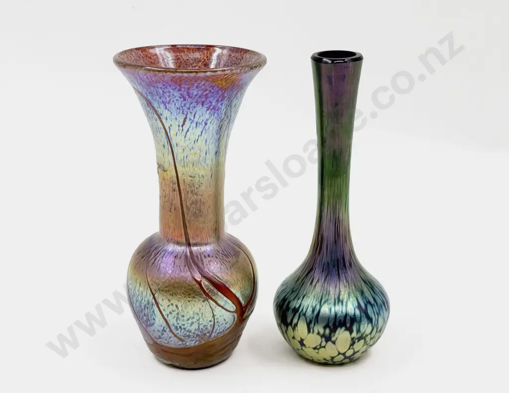 Alum Bay and Okra Isle of Wight Iridescent Glass Vases Image 1++
