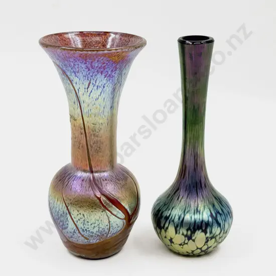Alum Bay and Okra Isle of Wight Iridescent Glass Vases