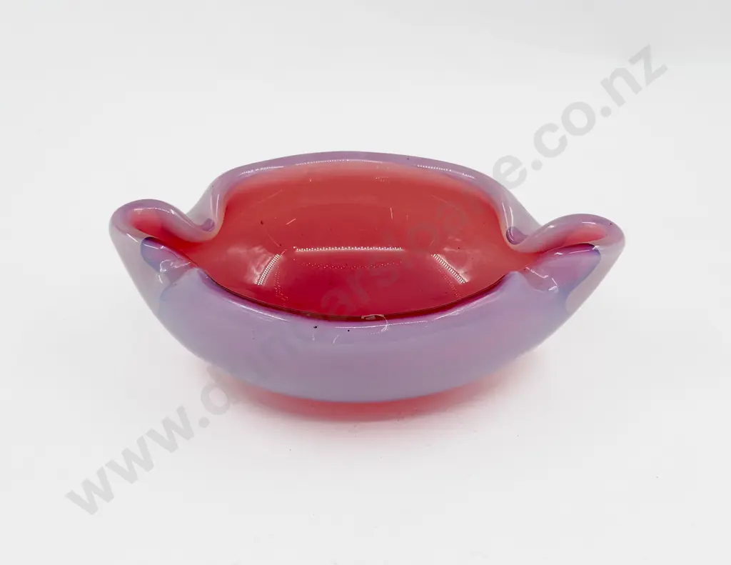 Mid C20th Murano Opalescent and Cranberry Double Lipped Table Bowl Image 1++