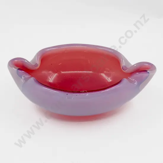 Mid C20th Murano Opalescent and Cranberry Double Lipped Table Bowl