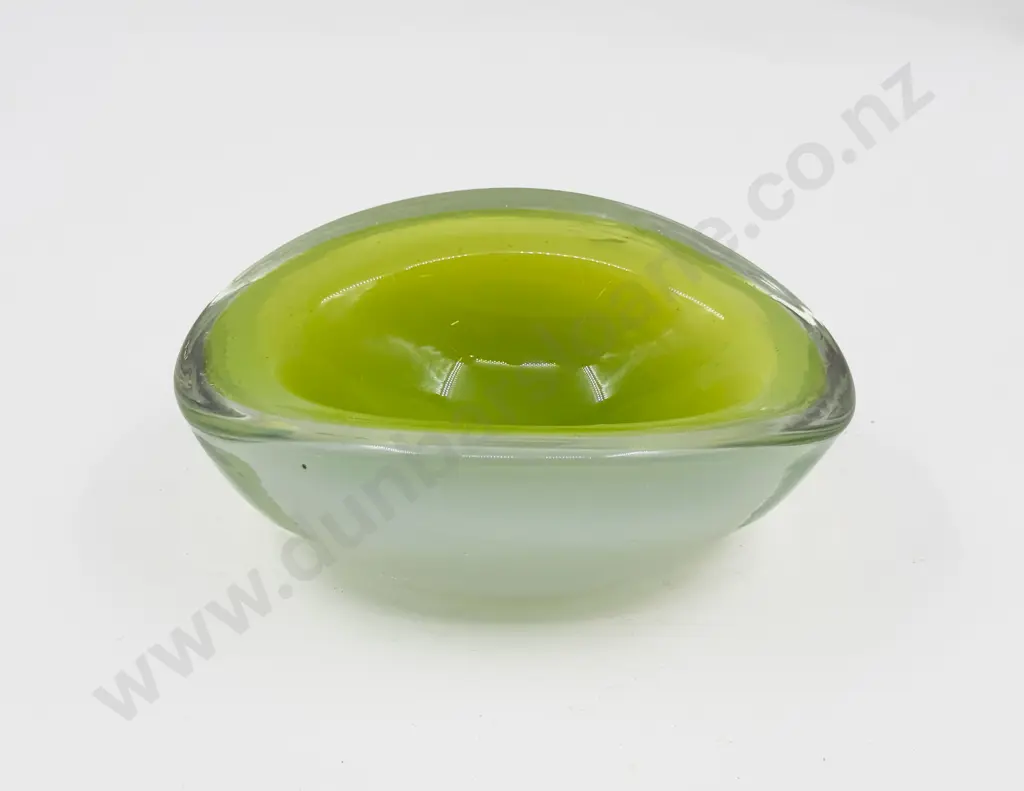 Mid C20th Murano Opalescent on Green Table Bowl Image 1++