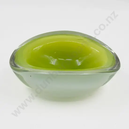Mid C20th Murano Opalescent on Green Table Bowl