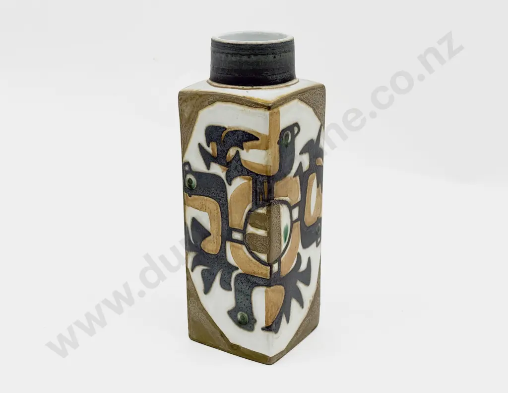 Royal Copenhagen 1969-1974 Fajance Square Sided Vase Image 1++