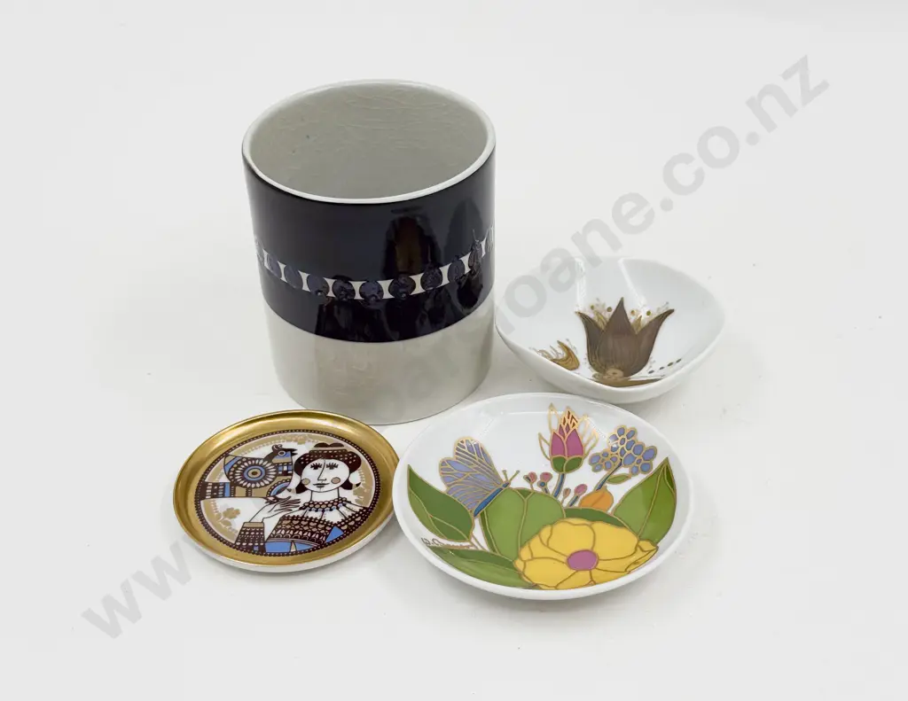 Royal Copenhagen Cylindrical Pot and Three Rosenthal Small Dishes Image 1++