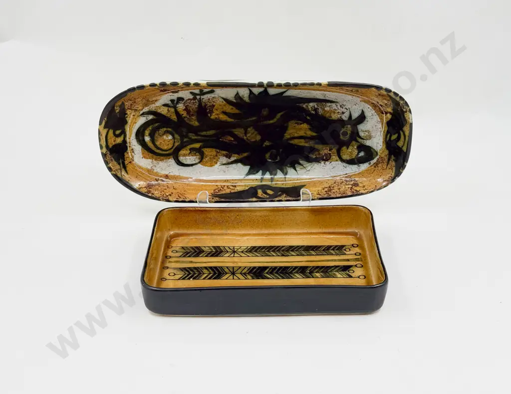 C1960's Celtic Pottery Newlyn Cornwall Phoenix Design Dish & Other Image 1++