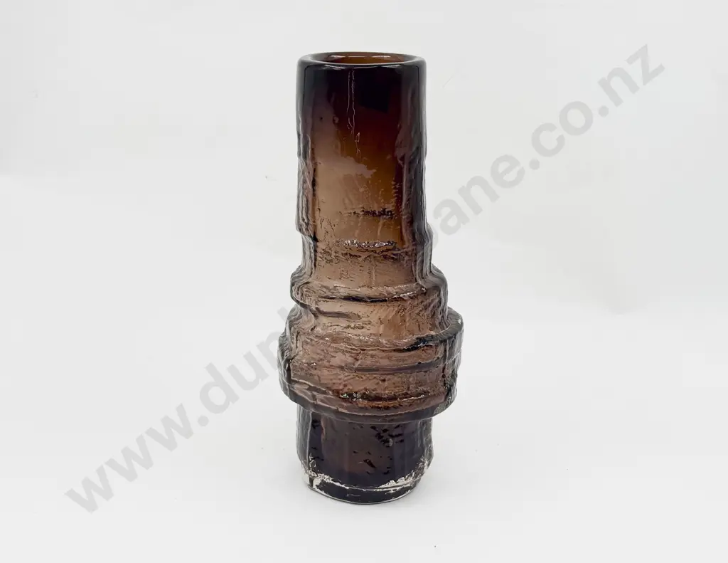 Whitefriars 'Hooped' 9680 Pattern Geoffrey Baxter Design Cinnamon Textured Vase Image 1++