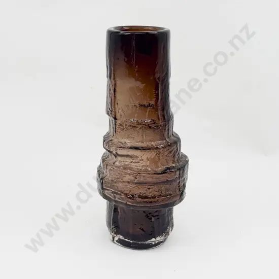 Whitefriars 'Hooped' 9680 Pattern Geoffrey Baxter Design Cinnamon Textured Vase