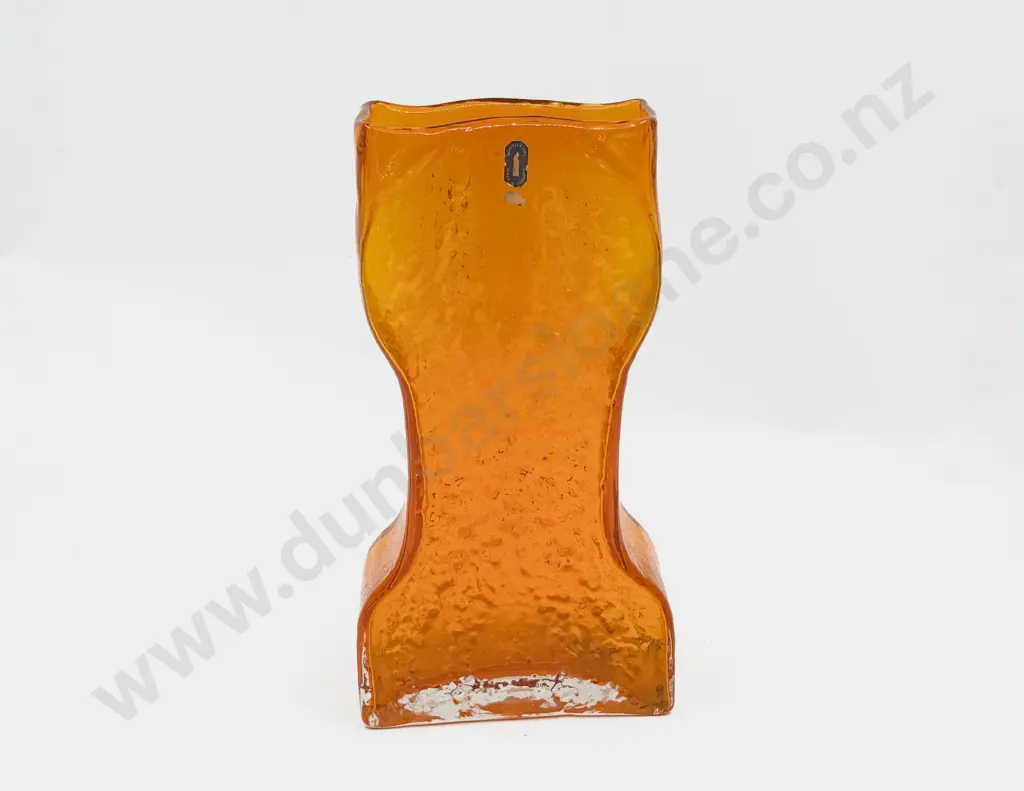 Whitefriars 'Waisted' 9682 Pattern Geoffrey Baxter Design Tangerine Textured Vase Image 1++