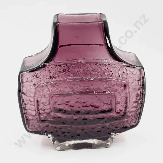 Whitefriars 'TV' 9677 Pattern Geoffrey Baxter Design Amethyst Textured Vase