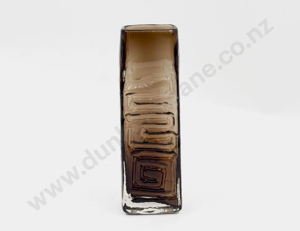 Whitefriars 'Totem Pole' 9671 Pattern Geoffrey Baxter Design Cinnamon Textured Vase Image 1++