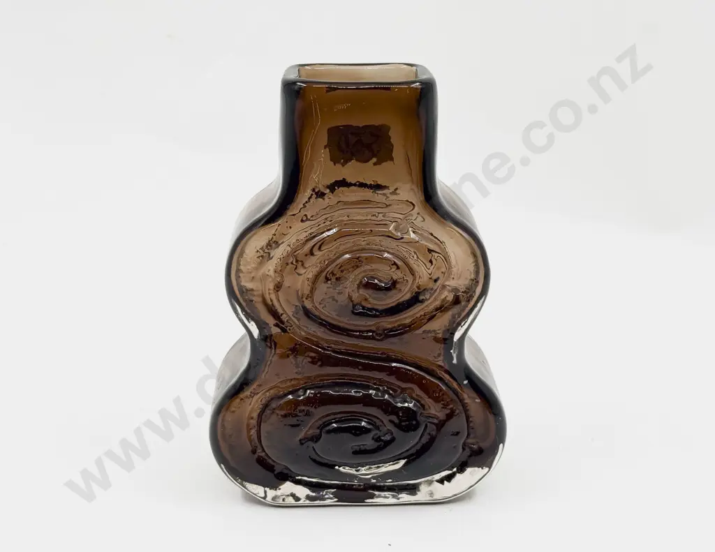 Whitefriars 'Cello' 9675 Pattern Geoffrey Baxter Design Cinnamon Textured Vase Image 1++