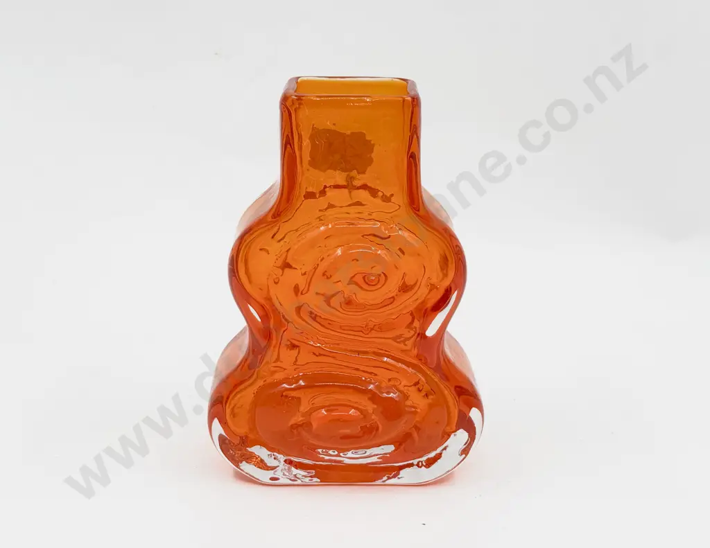 Whitefriars 'Cello' 9675 Pattern Geoffrey Baxter Design Tangerine Textured Vase Image 1++