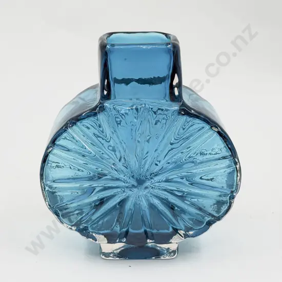 Whitefriars 'Sunburst' 9676 Pattern Geoffrey Baxter Design Kingfisher Blue Textured Vase