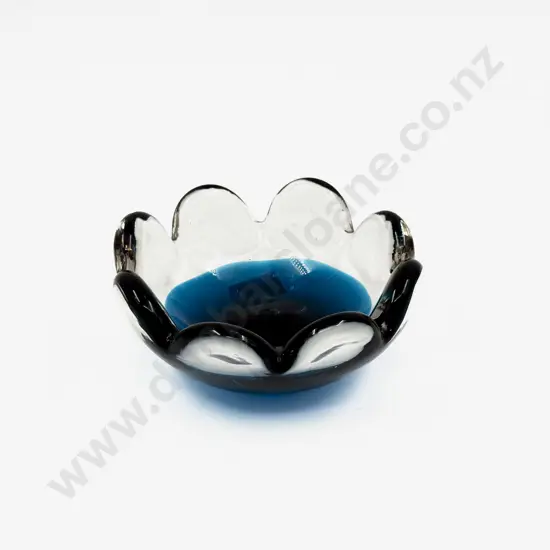 Whitefriars Sea Blue Encased Clear Glass Dish