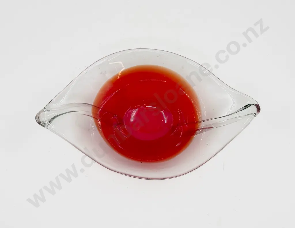 Possible Whitefrairs Clear Encased Red Glass Boat Shape Table Bowl Image 1++