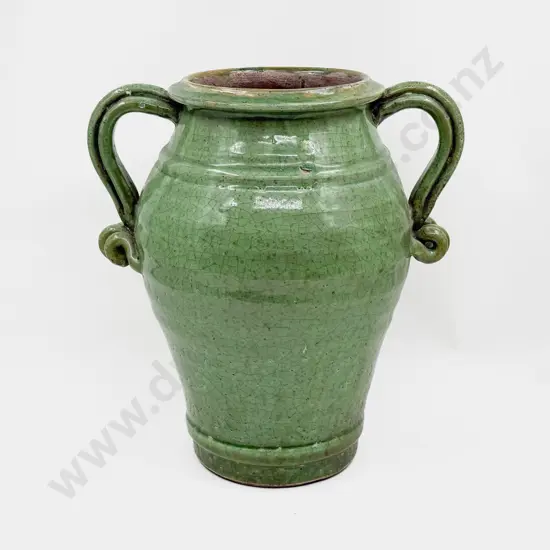 Late C19th Heavy Studio Pottery Handled Urn