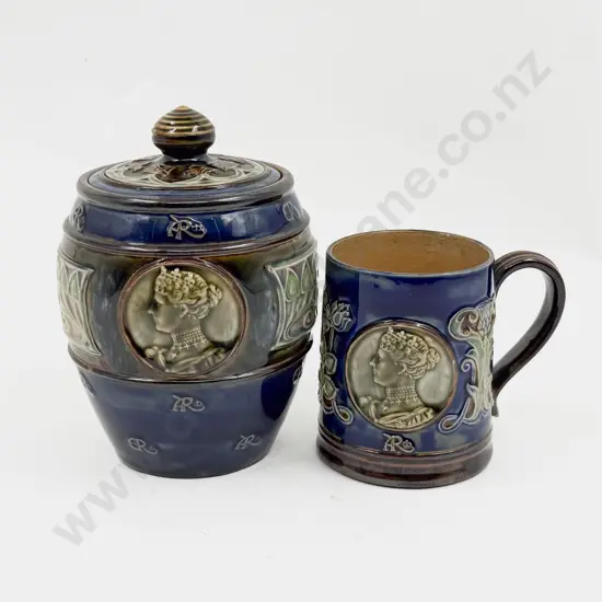 Royal Doulton Stoneware Edward VII Coronation Tobacco Barrel & Cover