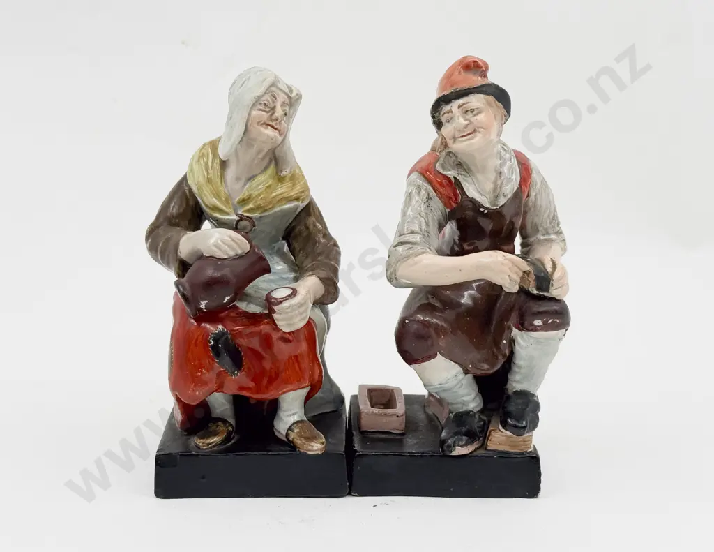Pair Early C19th Staffordshire Character Figures Cobbler & His Companion Image 1++
