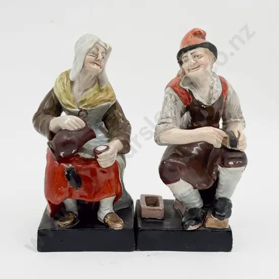 Pair Early C19th Staffordshire Character Figures Cobbler & His Companion