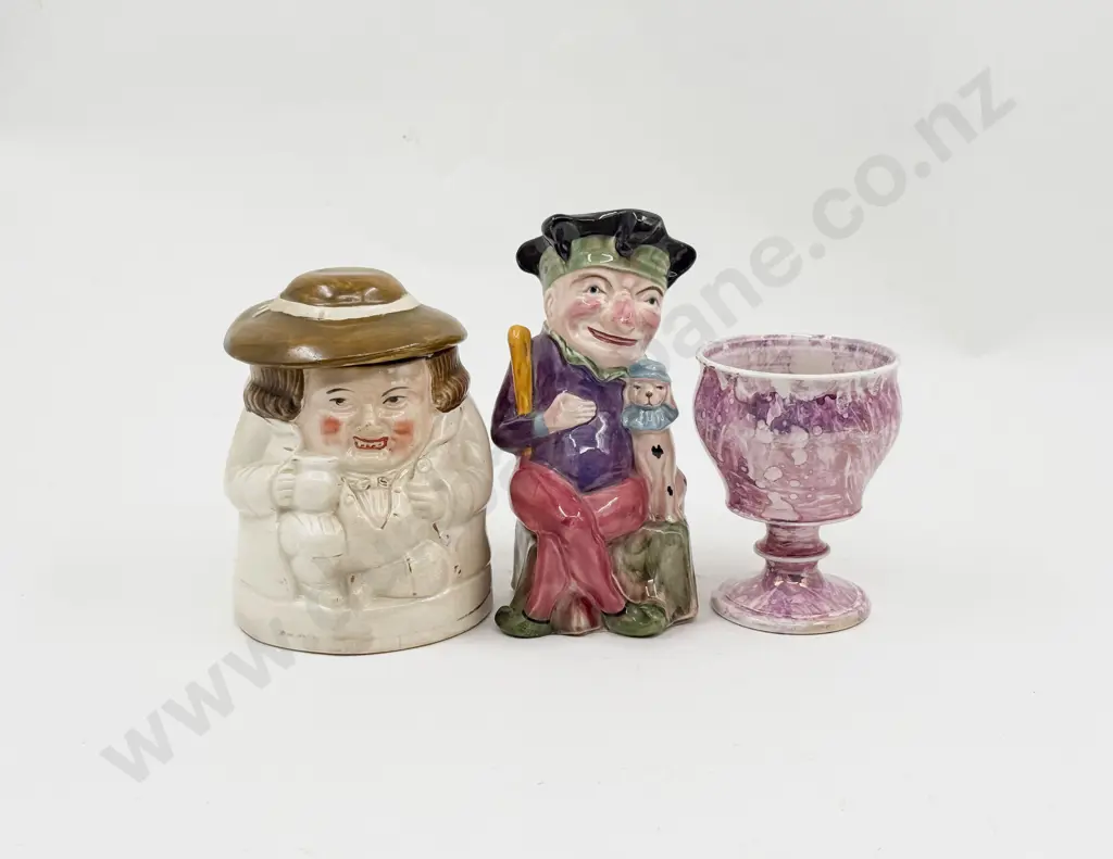 Early C19th English Covered Toby Jar Lustre Goblet & Melba Ware Punch Image 1++