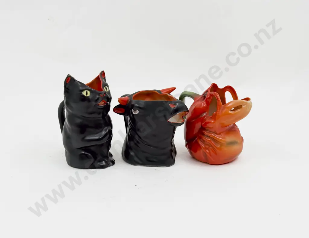 Royal Bayreuth Animal Jugs of Bull Cat & Lobster Image 1++