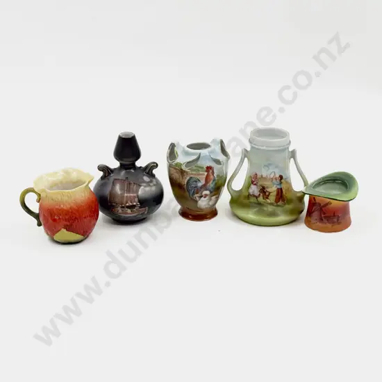 Royal Bayreuth Three Printed Pattern Posy Pots With Two Other Pieces