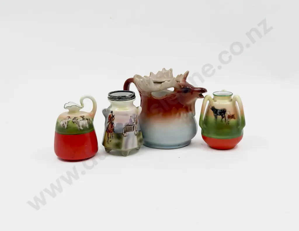 Royal Bayreuth Three Printed Ware Posy Pots & Other Moose Jug Image 1++