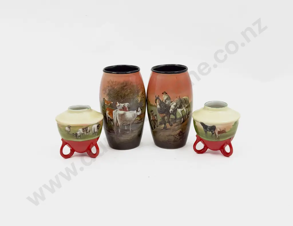 Pair Royal Bayreuth Printed Posy Pots & Pair Tunstall Vases Image 1++