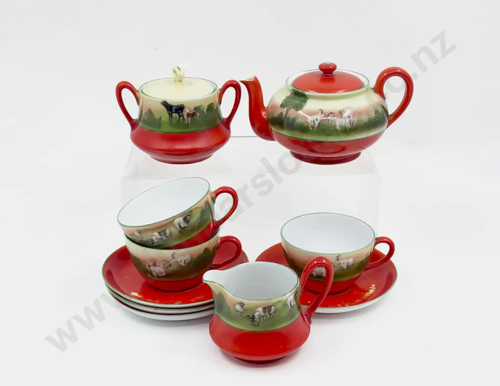 Royal Bayreuth Three Piece Teaset With Three Cups & Saucers Image 1++
