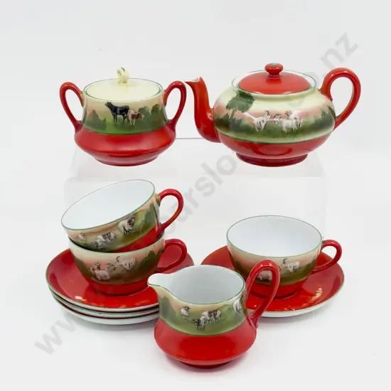 Royal Bayreuth Three Piece Teaset With Three Cups & Saucers