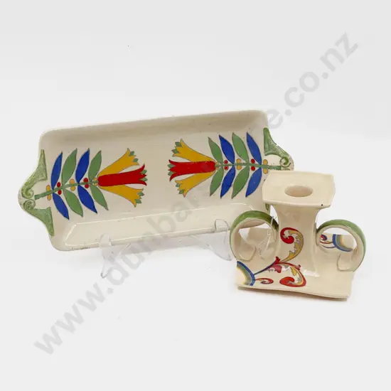 Royal Doulton Mecca & Syren Pattern Sandwich Tray & Candlestick