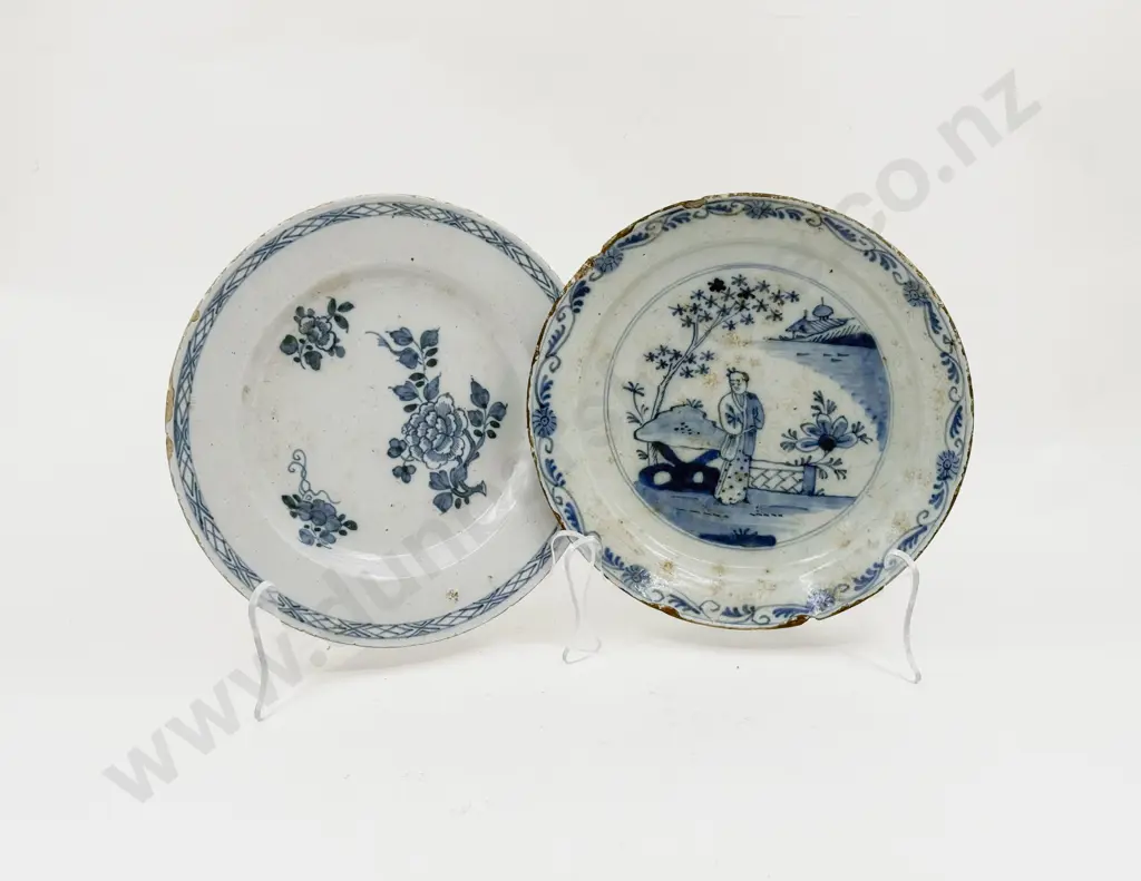 Two Early C19th Underglaze Blue & White Plates (faults) Image 1++
