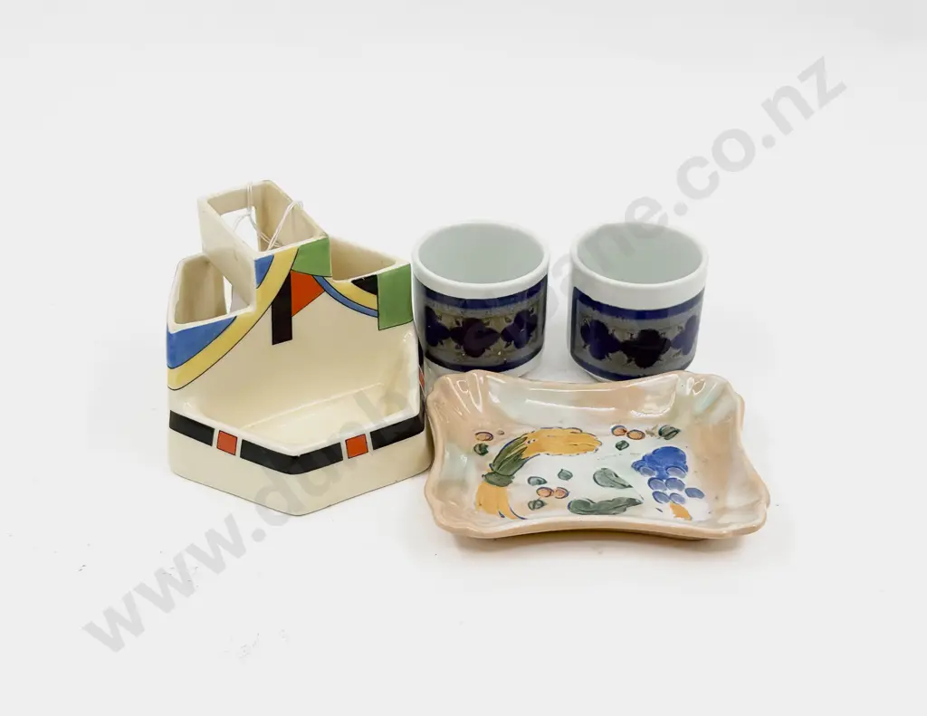 Royal Doulton Art Deco Matchstick Stand With Other Dish & Two Egg Cups Image 1++