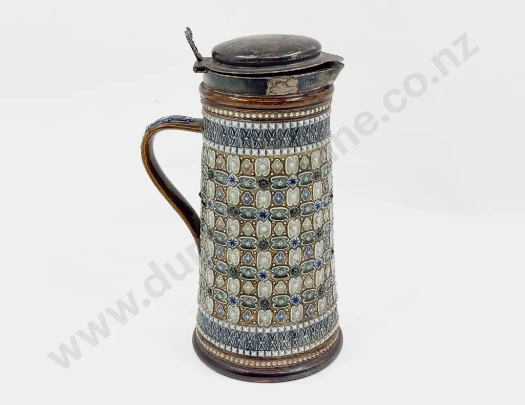 Royal Doulton Stoneware Art Nouveau Pattern S/S Mounted Ale Jug Image 1++