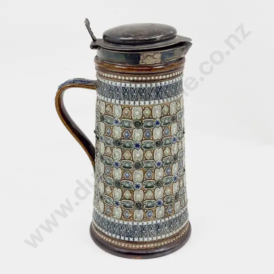 Royal Doulton Stoneware Art Nouveau Pattern S/S Mounted Ale Jug